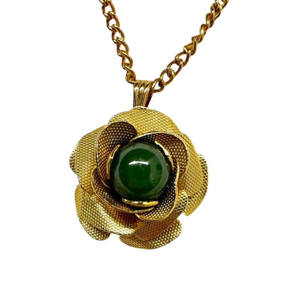 Green and Gold Floral Necklace